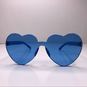 Blue Overside Rimless Heart Shaped Sunglasses